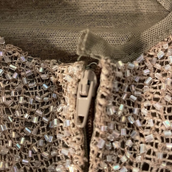 Papell Boutique Evening Vintage Beaded Taupe Top - Picture 8 of 10
